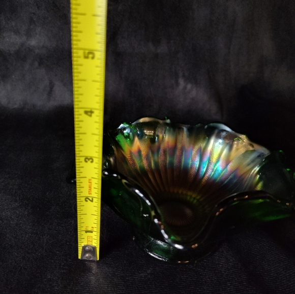 Early 1900's Fenton Carnival Glass Stippled Rays Tri Corner Bowl - Picture 5 of 7